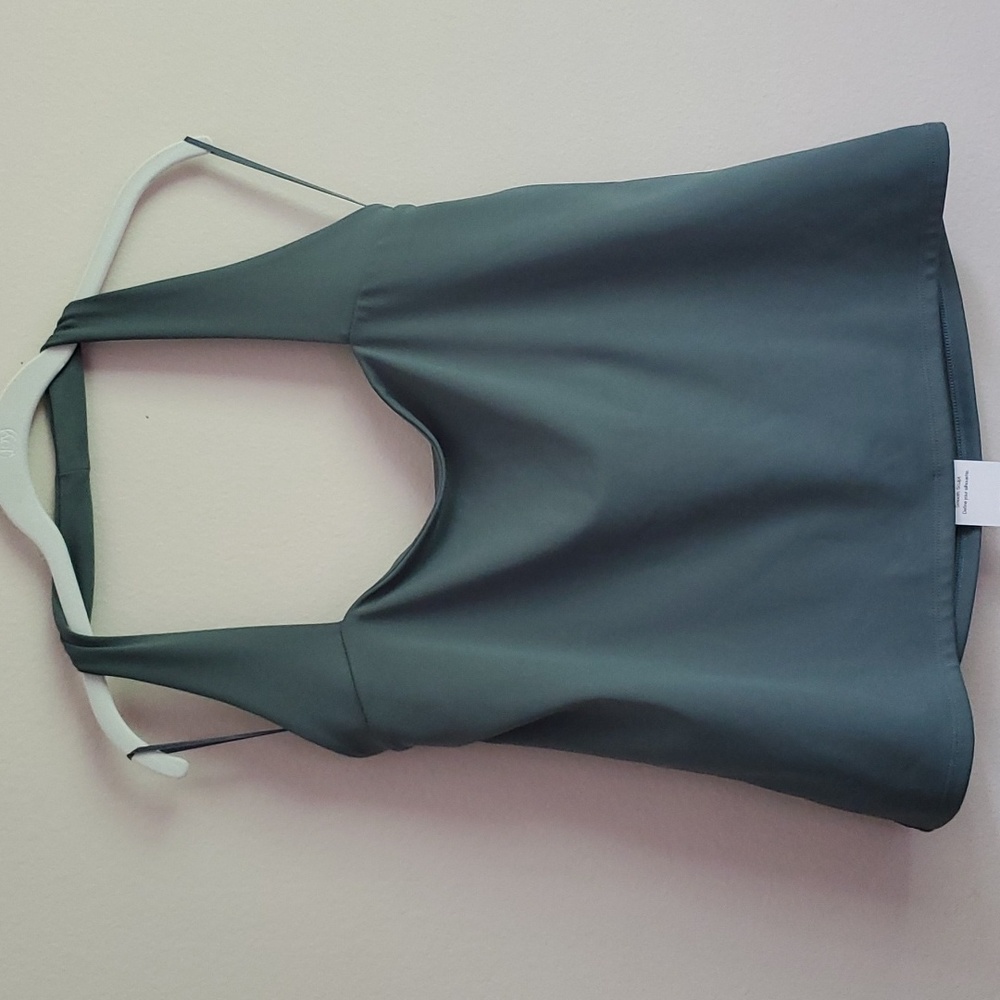 EXPRESS Square Neckline Bodycon Halter Top Crop Top Sage Green XL, NWT